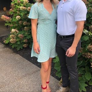 Teal/green with white flower dress